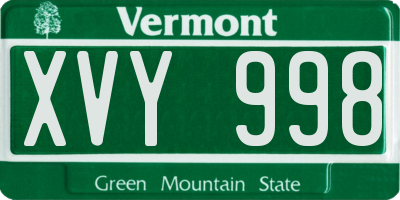 VT license plate XVY998