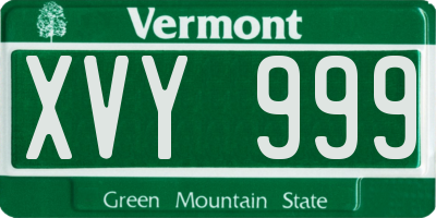 VT license plate XVY999