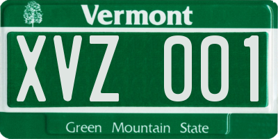 VT license plate XVZ001