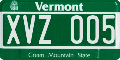 VT license plate XVZ005