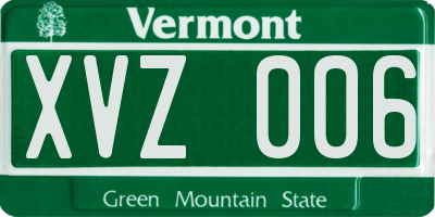 VT license plate XVZ006