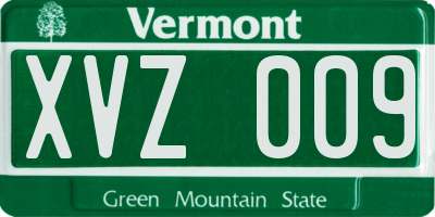 VT license plate XVZ009