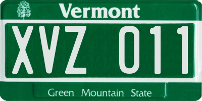 VT license plate XVZ011