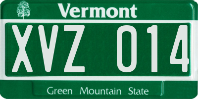 VT license plate XVZ014