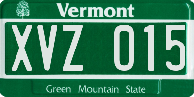 VT license plate XVZ015