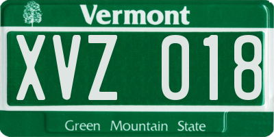 VT license plate XVZ018