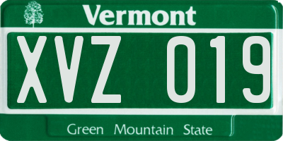 VT license plate XVZ019