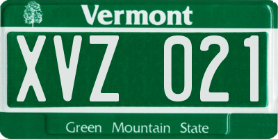 VT license plate XVZ021