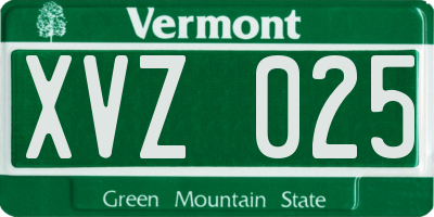 VT license plate XVZ025