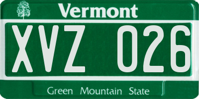 VT license plate XVZ026