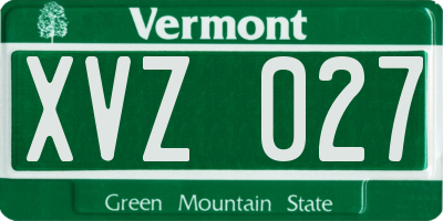 VT license plate XVZ027