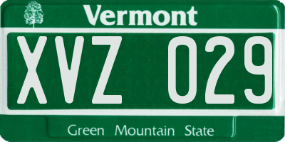 VT license plate XVZ029