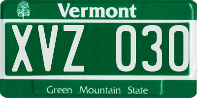 VT license plate XVZ030