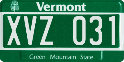 VT license plate XVZ031