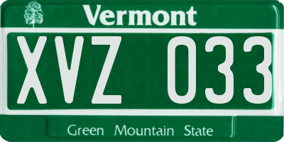 VT license plate XVZ033