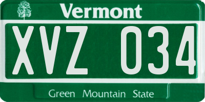 VT license plate XVZ034