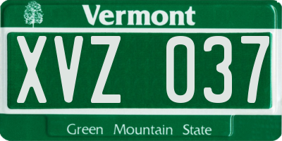 VT license plate XVZ037
