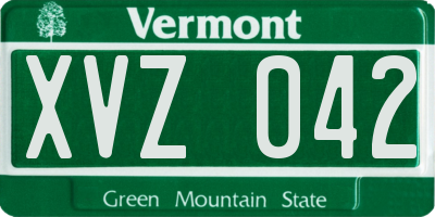 VT license plate XVZ042