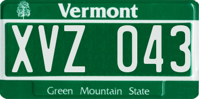 VT license plate XVZ043