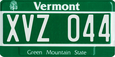 VT license plate XVZ044