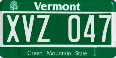VT license plate XVZ047