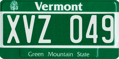 VT license plate XVZ049