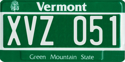VT license plate XVZ051