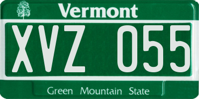 VT license plate XVZ055