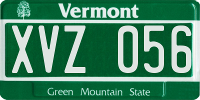 VT license plate XVZ056