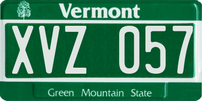 VT license plate XVZ057