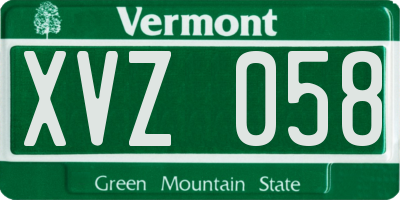VT license plate XVZ058