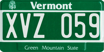 VT license plate XVZ059