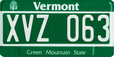 VT license plate XVZ063