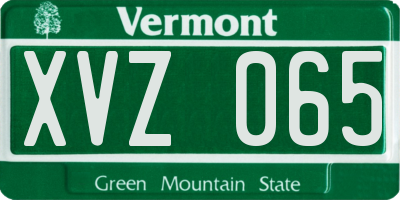 VT license plate XVZ065