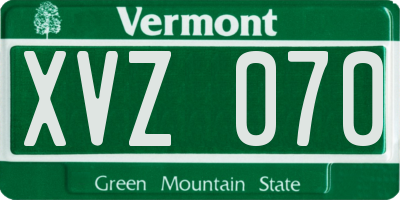 VT license plate XVZ070