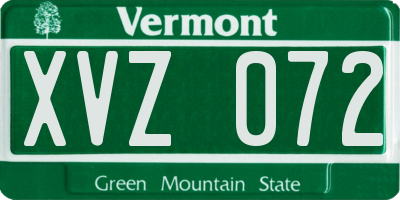 VT license plate XVZ072