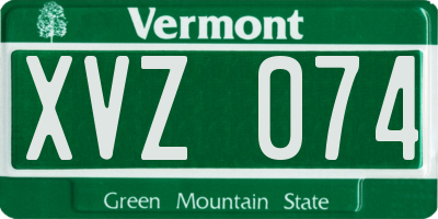 VT license plate XVZ074
