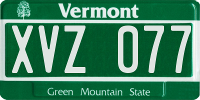 VT license plate XVZ077