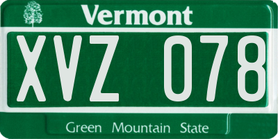 VT license plate XVZ078