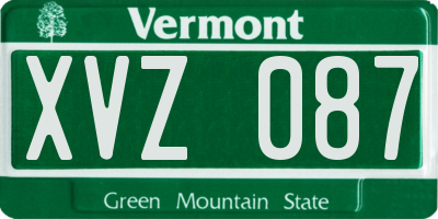 VT license plate XVZ087