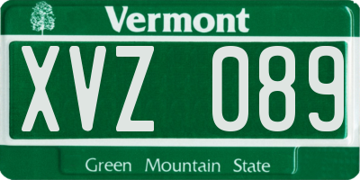 VT license plate XVZ089