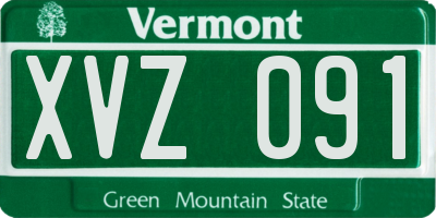 VT license plate XVZ091