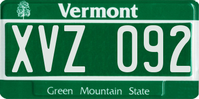 VT license plate XVZ092