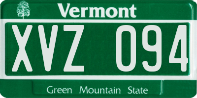 VT license plate XVZ094