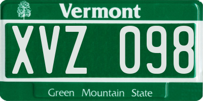 VT license plate XVZ098