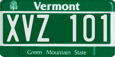 VT license plate XVZ101
