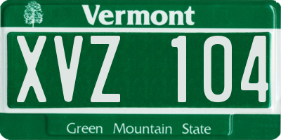 VT license plate XVZ104