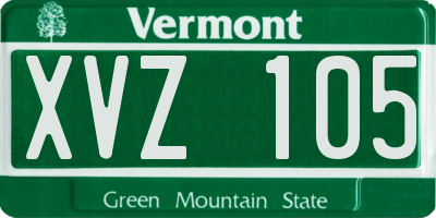 VT license plate XVZ105
