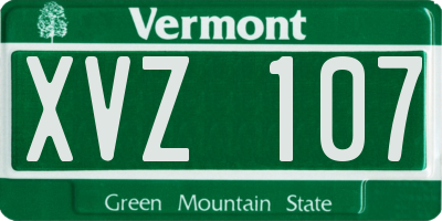 VT license plate XVZ107