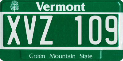 VT license plate XVZ109